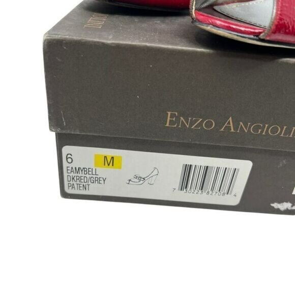 Red Patent Leather Heels Pumps Enzo Angiolini Peep Toe Pin Up Twee Glam Size 6 - Picture 9 of 9